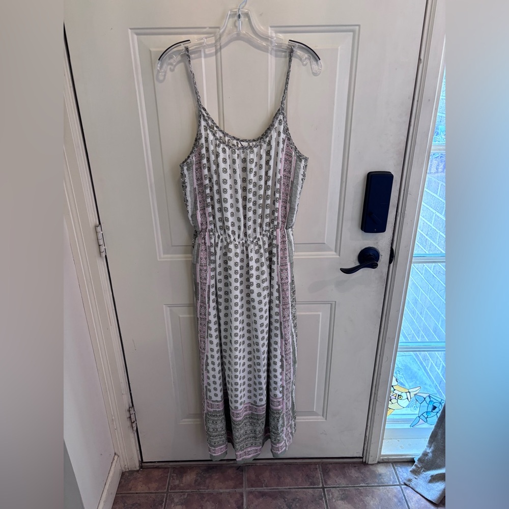 GAP Light Green Printed Spaghetti-Strap Maxi Dres… - image 2